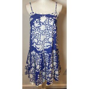 Juliet Dunn London Dress Drop Waist Blue White Rick Rack Trim Size 2 6/8